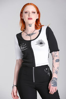 60268 HELL BUNNY DARK LIGHT TOP, black/white