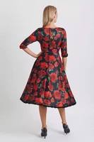 14812 DOLLY & DOTTY SCARLETTE FLORAL midi dress, blk/red
