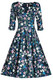 22736 DOLLY& DOTTY SCARLETTE  Navy Blue and Hydrangea Midi mekko