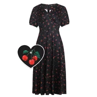 403056 DOLLY & DOTTY JULIA BLACK, CHERRY PRINT sleeved dress