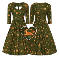 420732 Dolly & Dotty Billie Green Woodland Long-Sleeved Dress