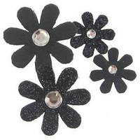 Spare Parts Gem Glitter Flowers: Black Mix