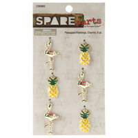 Pineapple & Flamingo Charms  -metallikoristeet