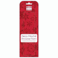 Deco Mache Decoupage Papers: Red Snowflakes