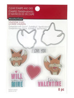 Recollections Valentine stamps & dies: Fox -setti