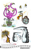 Flamingos & Friends A5 - unmounted leimasinsetti