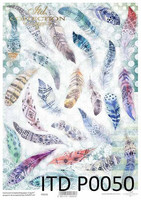 Printed Vellum A4: Colorful Feathers