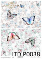 Printed Vellum A4: Roses & Butterflies