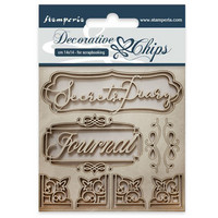 Stamperia Decorative Chips: Secret Diary - chipboard leikkeet