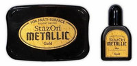 Stazon Metallic: Gold  -mustetyyny ja täyttöpullo