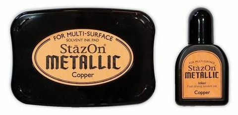 Stazon Metallic: Copper  -mustetyyny ja täyttöpullo