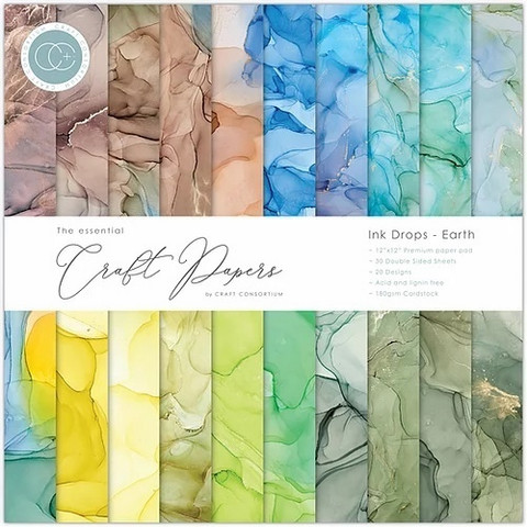 CC Essential Craft Papers 12 x 12 :  Ink Drops - Earth