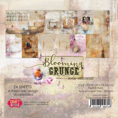 Craft & You Design: Blooming Grunge 6x6 - paperikokoelma