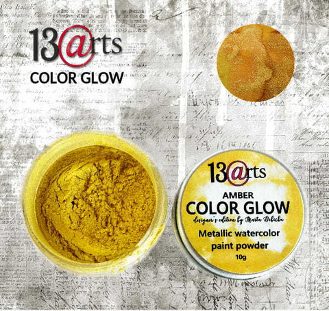 13arts Color Glow Metallic Watercolor: Amber 10g - jauhevesiväri