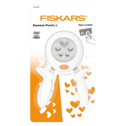 Fiskars Squeeze Punch L: Heart Confetti - lävistäjä