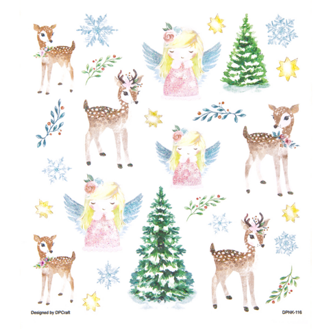 DP Craft Glitter Stickers : Deers & Angels  -tarra-arkki