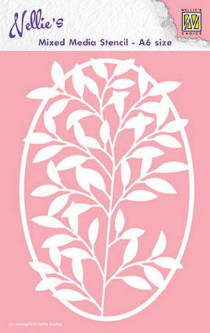 Nellies Choice Mixed Media A6 Stencil : Frame sit flower branch -sabluuna