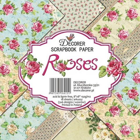 Decorer: Roses 8x8 - paperikokoelma