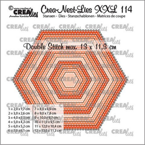 Crealies : Crea-Nest-Lies - Hexagons with double stitches - stanssisetti