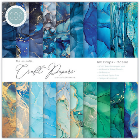 CC Essential Craft Papers 6 x 6 :  Ink Drops - Ocean