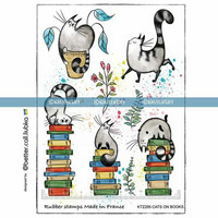 Katzelkraft: Cats On Books A5 - unmounted leimasinsetti