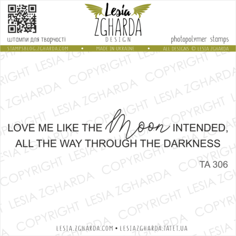 Lesia Zgharda Design: Love me like the Moon  -leimasin