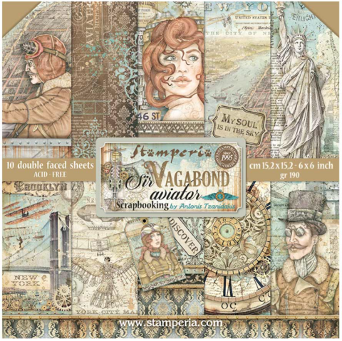 Stamperia: Sir Vagabond Aviator 6x6 -paperikokoelma