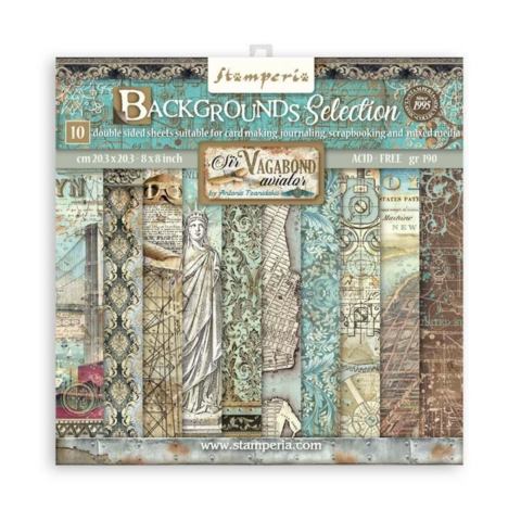 Stamperia: Sir Vagabond Aviator Backgrounds 8x8 - paperikokoelma