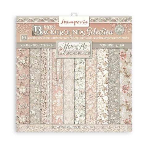 Stamperia: You and Me Backgrounds 12 x 12 paperikokoelma