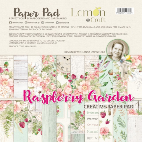 Lemoncraft: Raspberry Garden Creative Pad 12x12 - paperikokoelma