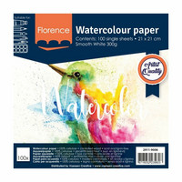Vaessen Creative: Florence Smooth 300gsm akvarellipaperipakkaus 21 x 21 cm /100 arkkia