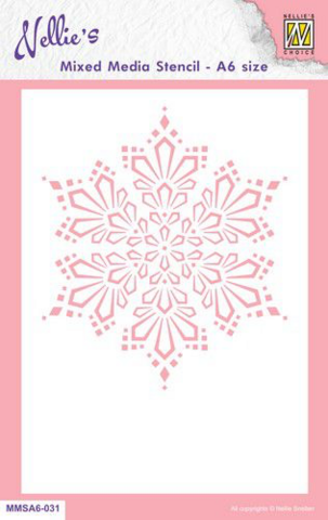 Nellies Choice Mixed Media A6 Stencil : Snow Chrystal - sabluuna