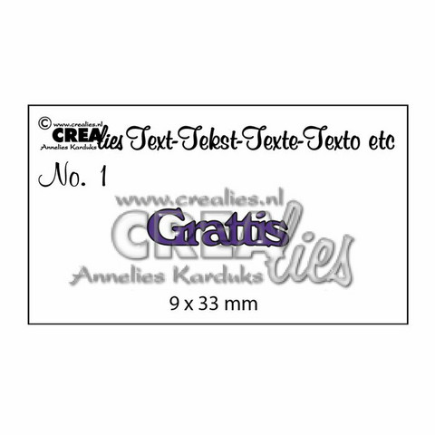 Crealies Text Dies: Grattis - stanssi