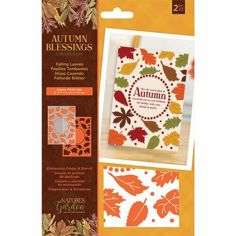 CC Autumn Blessings: Falling Leaves - sabluuna ja kohokuviointikansio
