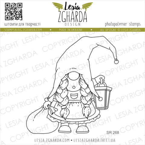 Lesia Zgharda Design: Christmas Gnome Girl  - leimasin