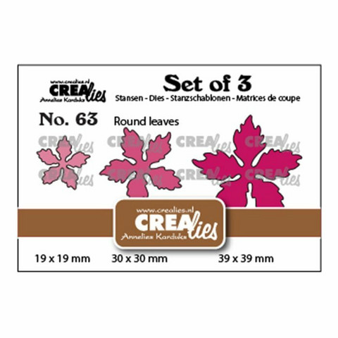 Crealies Set of 3 Dies: Poinsettia Round Leaves #63