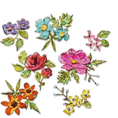Sizzix Thinlits: Mini Brushstroke Flowers  -stanssisetti