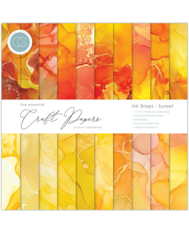 CC Essential Craft Papers 12 x 12 : Ink Drops - Sunset