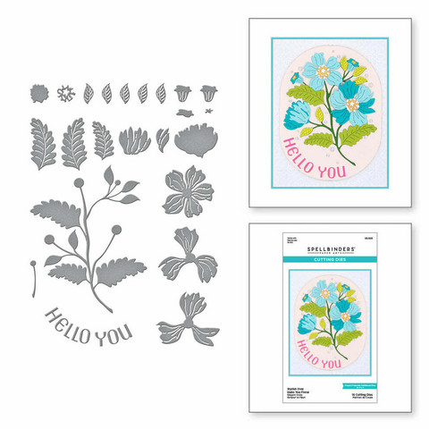 Spellbinders: Stylish Oval Hello You Floral -stanssisetti