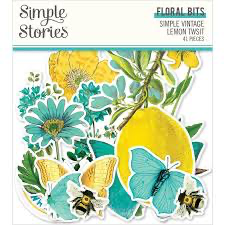 Simple Stories: Simple Vintage Lemon Twist  Floral Bits  - leikekuvat