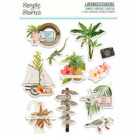 Simple Stories: Vintage Coastal Layered stickers  - tarrapakkaus