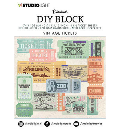 Studio Light DIY Block : Vintage Tickets A7  - lehtiö