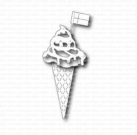 Gummiapan: Ice Cream Cone with Flag  -  stanssisetti
