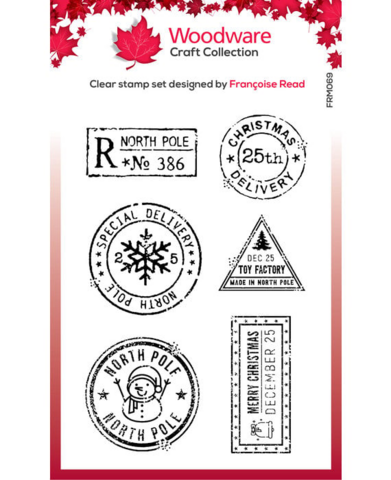 Woodware: Christmas Postmarks   - kirkas leimasinsetti