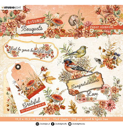 Studio Light: Autumn Bouquets Paper Elements 15 x 15 cm  - leikekuvalehtiö