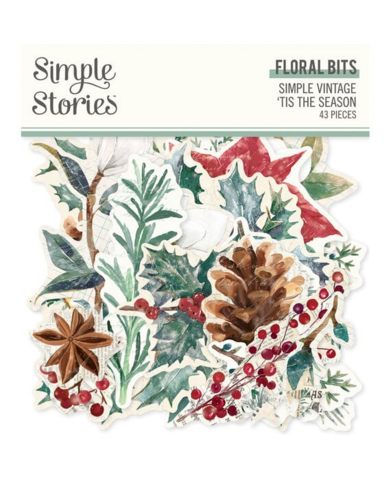 Simple Stories: Simple Vintage ’Tis the Season Floral Bits  - leikekuvat