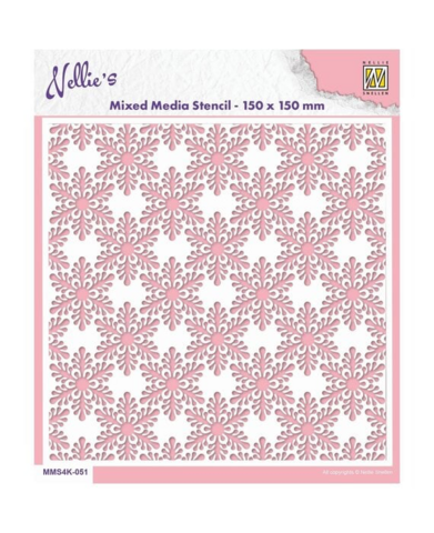 Nellies Choice Mixed Media 15x15 cm Stencil : Snowflakes - sabluuna