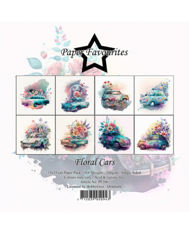 Paper Favourites: Floral Cars  6x6 -  paperikko