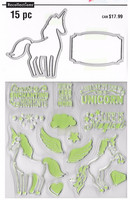 Enchanting Unicorn stamps & dies -setti