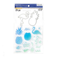 Coastal Village: Flamingo & Pineapple stamps & dies -setti